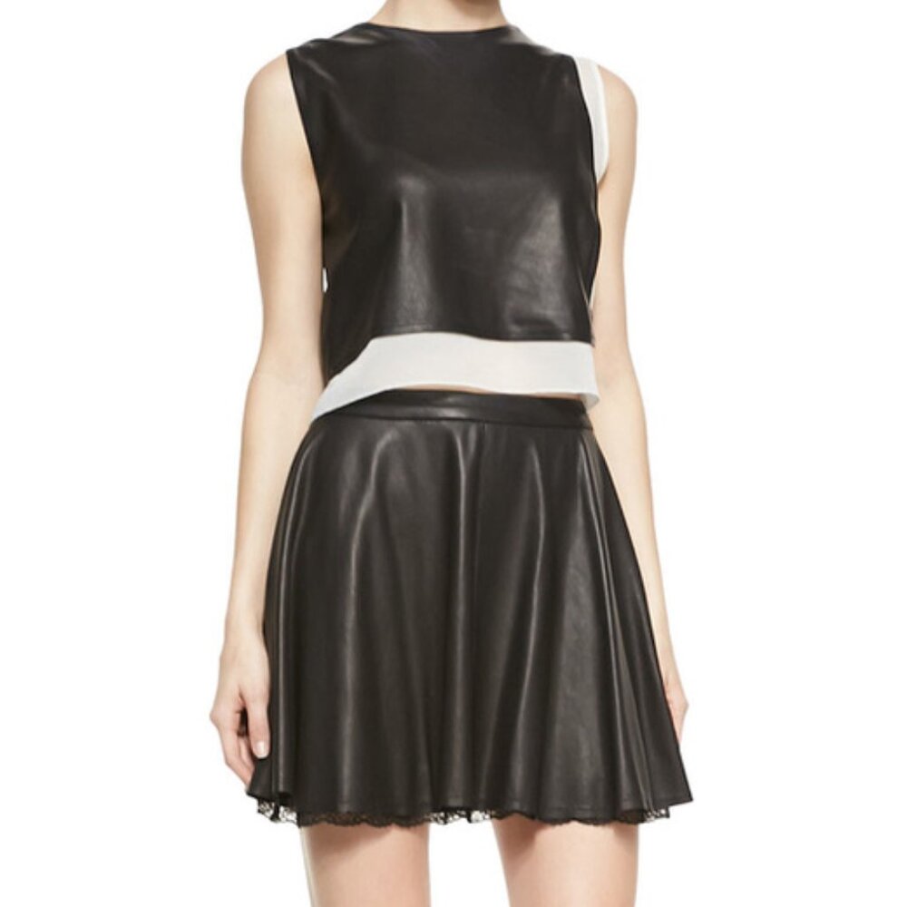 Alice + Olivia Blaise Leather Trapeze Skirt